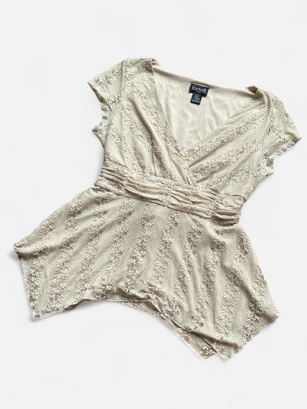 Vintage Y2K beige / cream lace babydoll top